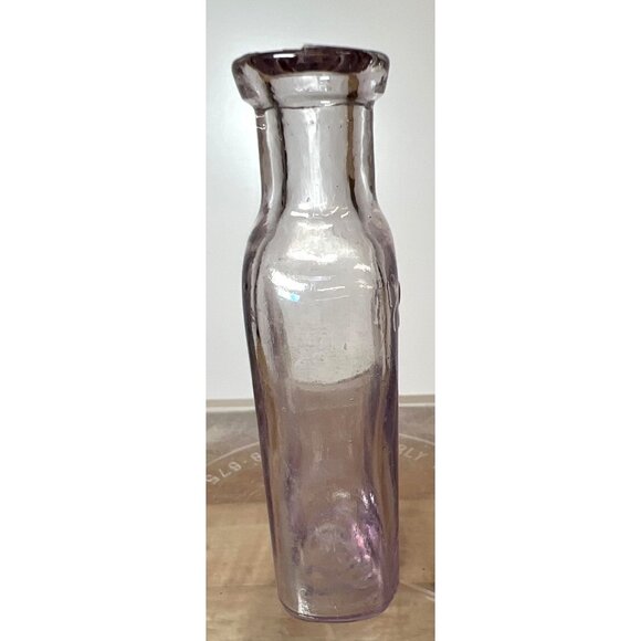 Vintage Clear Purple Tint Glass Bottle Embossed Apothecary Style - Picture 2 of 5